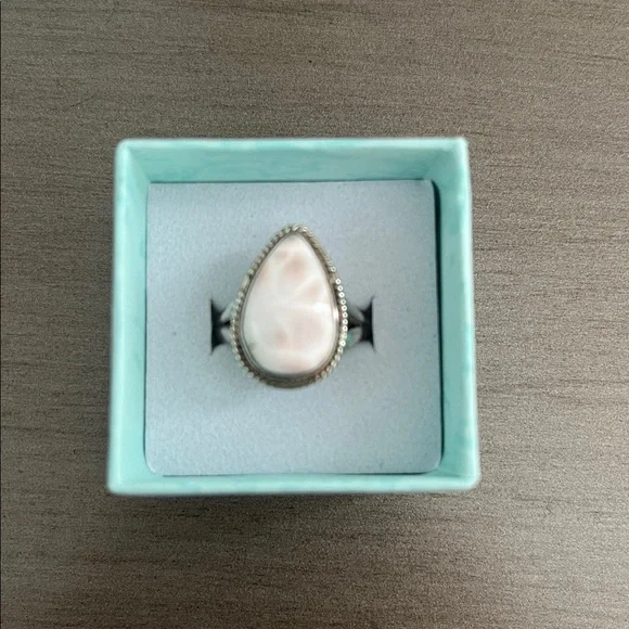 Natrolite Pink Larimar Pink Sterling Silver Ring - Size 6 - Picture 6 of 9